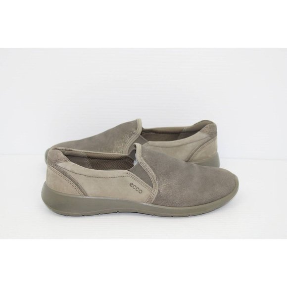 Ecco Soft 5 Slip On Shoes Women's 40 Gray Metallic Leather Cushioned Round Toe - Picture 4 of 14